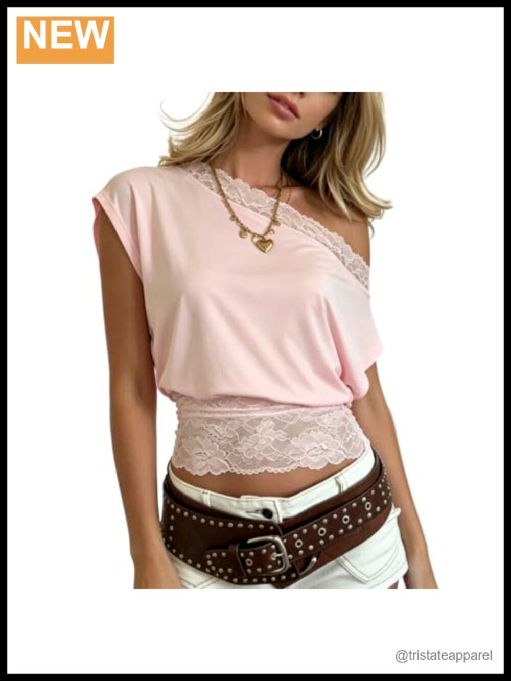 Women Y2K Lace One Shoulder Crop Top Batwing Short Sleeve Blouse